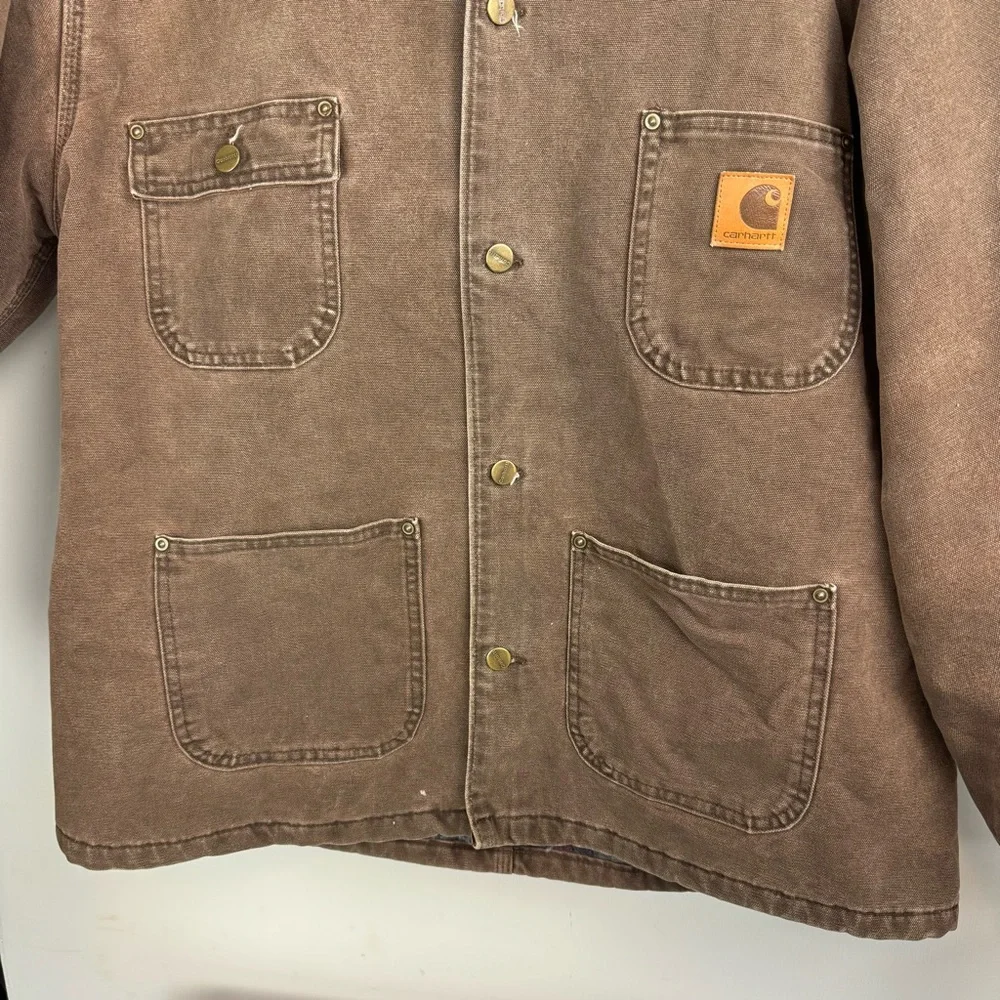 Vintage Carhartt Blanket Lined Chore Barn Jacket C02CHT Coat Brown Sz Large - Picture 8 of 16